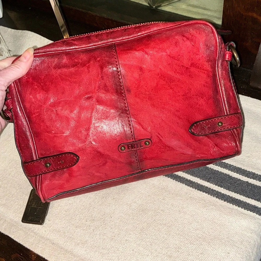 NWOT Frye Leather Cameron Crossbody Clutch Bag Burnt Red Hangtag MSRP $398 - Picture 4 of 16